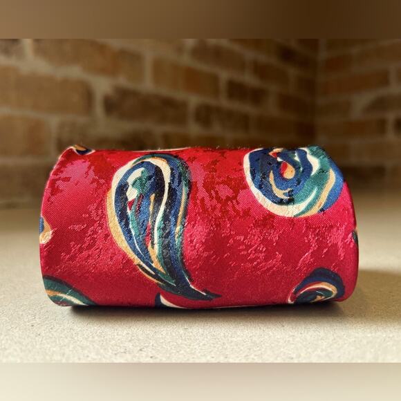 L’uomo italin silk red blue paisley vintage 80s 90s style men’s tie - Picture 7 of 12